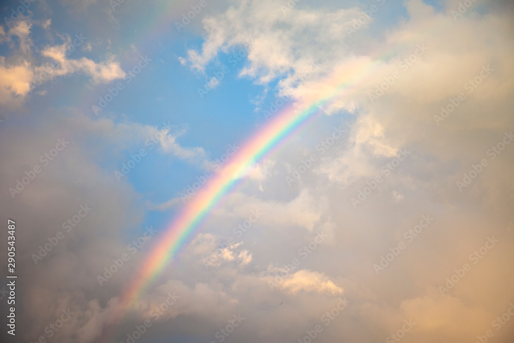 Beautiful Rainbow in the Cloudy Sky