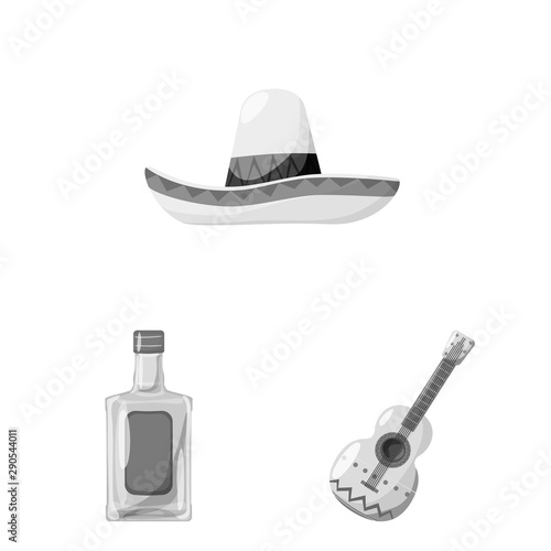 Vector illustration of fajita and fiesta sign. Collection of fajita and celebration vector icon for stock.