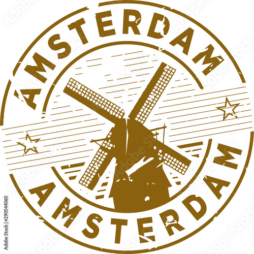 Amsterdam Windmill Rubber Stamp 