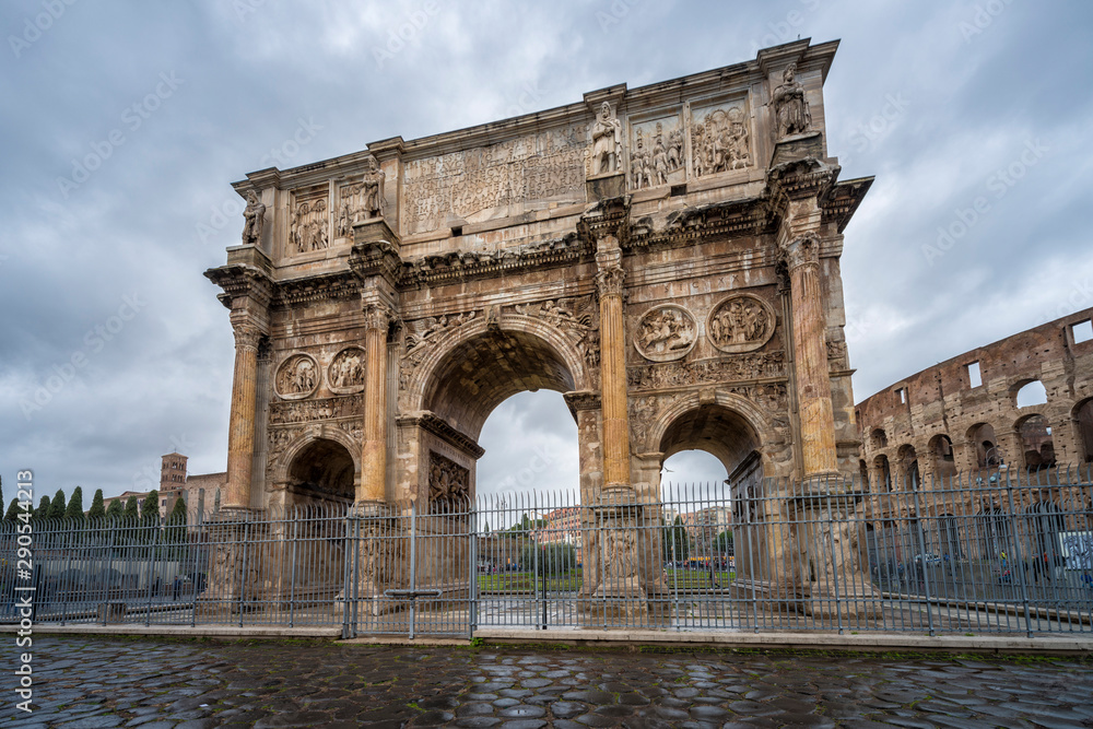 Arch of Trajan on a cloudy day