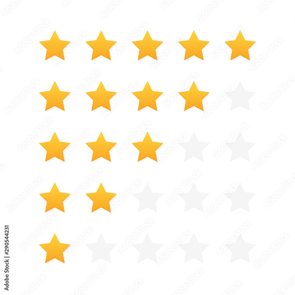 Five stars customer product rating review. Modern flat style vector illustration Five stars customer product rating review. Modern flat style vector illustration