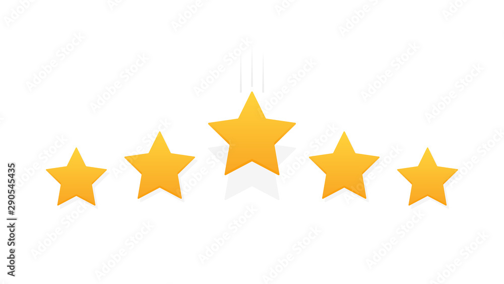 Five stars customer product rating review. Modern flat style vector illustration Five stars customer product rating review. Modern flat style vector illustration