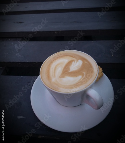 cup of coffee on black background