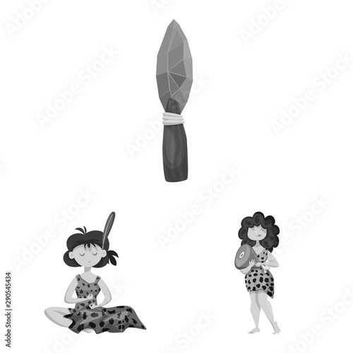 Isolated object of survival and history sign. Collection of survival and prehistory stock vector illustration.