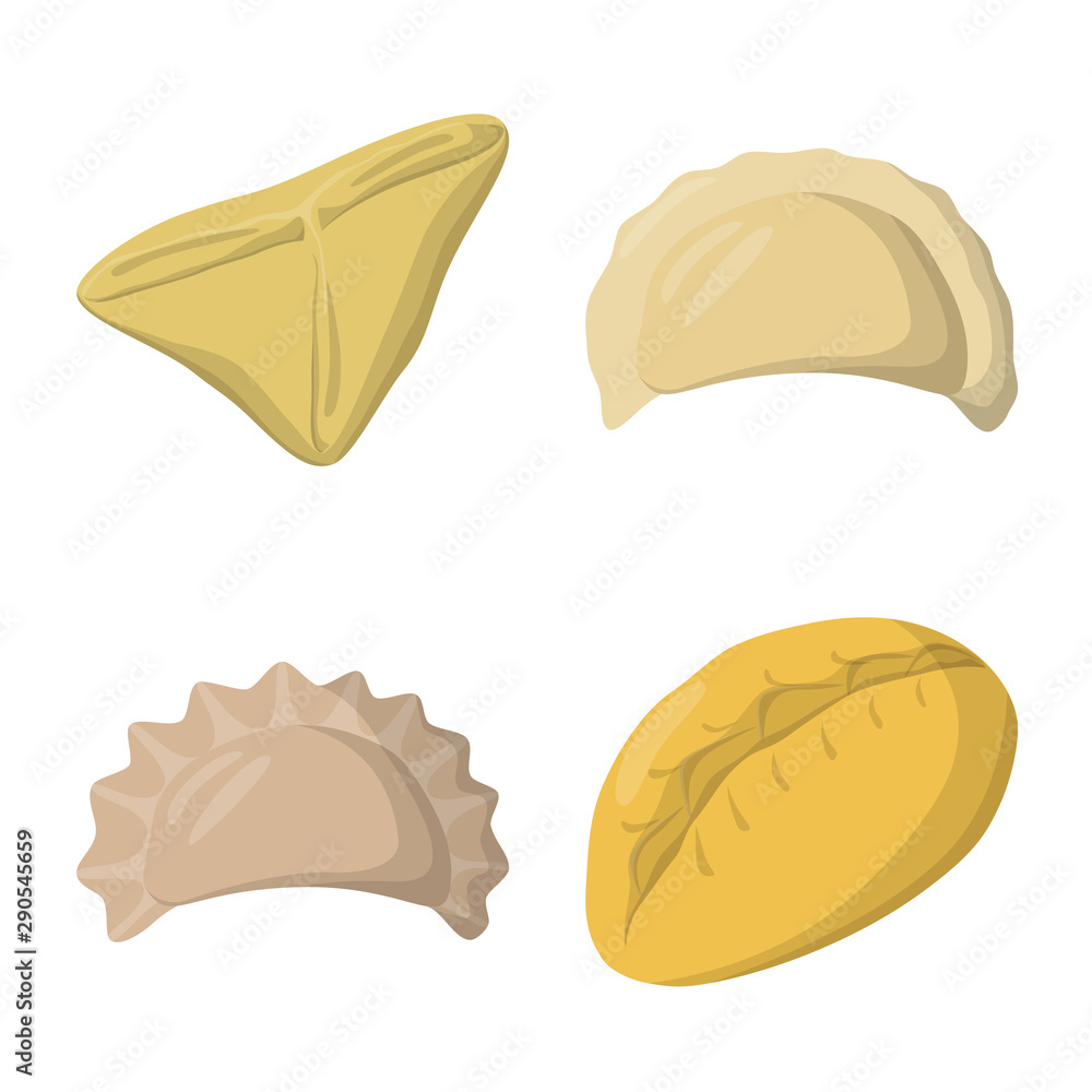 Vector design of dumplings and food icon. Collection of dumplings and stuffed stock vector illustration. Vector design of dumplings and food icon. Collection of dumplings and stuffed stock vector illustration.