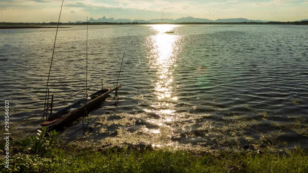 Time lapse of lake movement in countryside and Sunset. nature background Time lapse of lake movement in countryside and Sunset. nature background