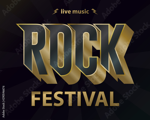 Rock music festival poster, hipster rock-n-roll vintage label graphic design. Vector