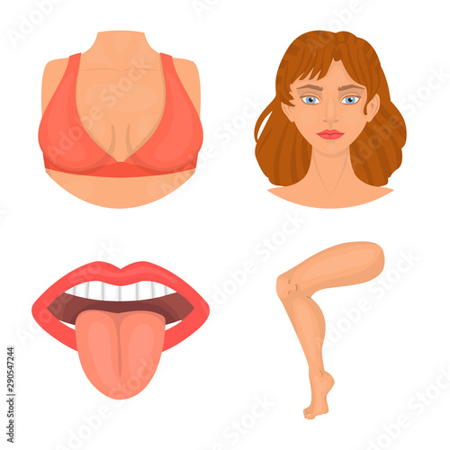 Vector design of body and part sign. Collection of body and anatomy vector icon for stock.