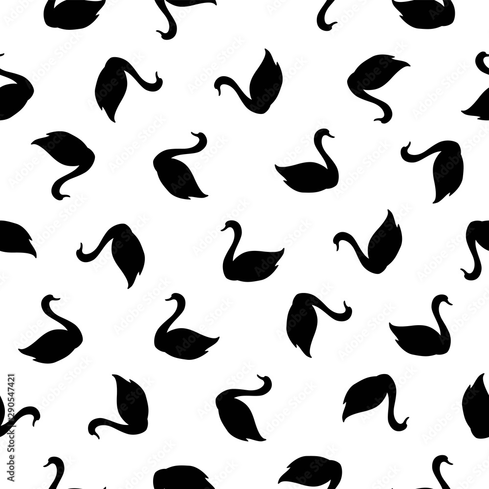 Seamless pattern of black swans