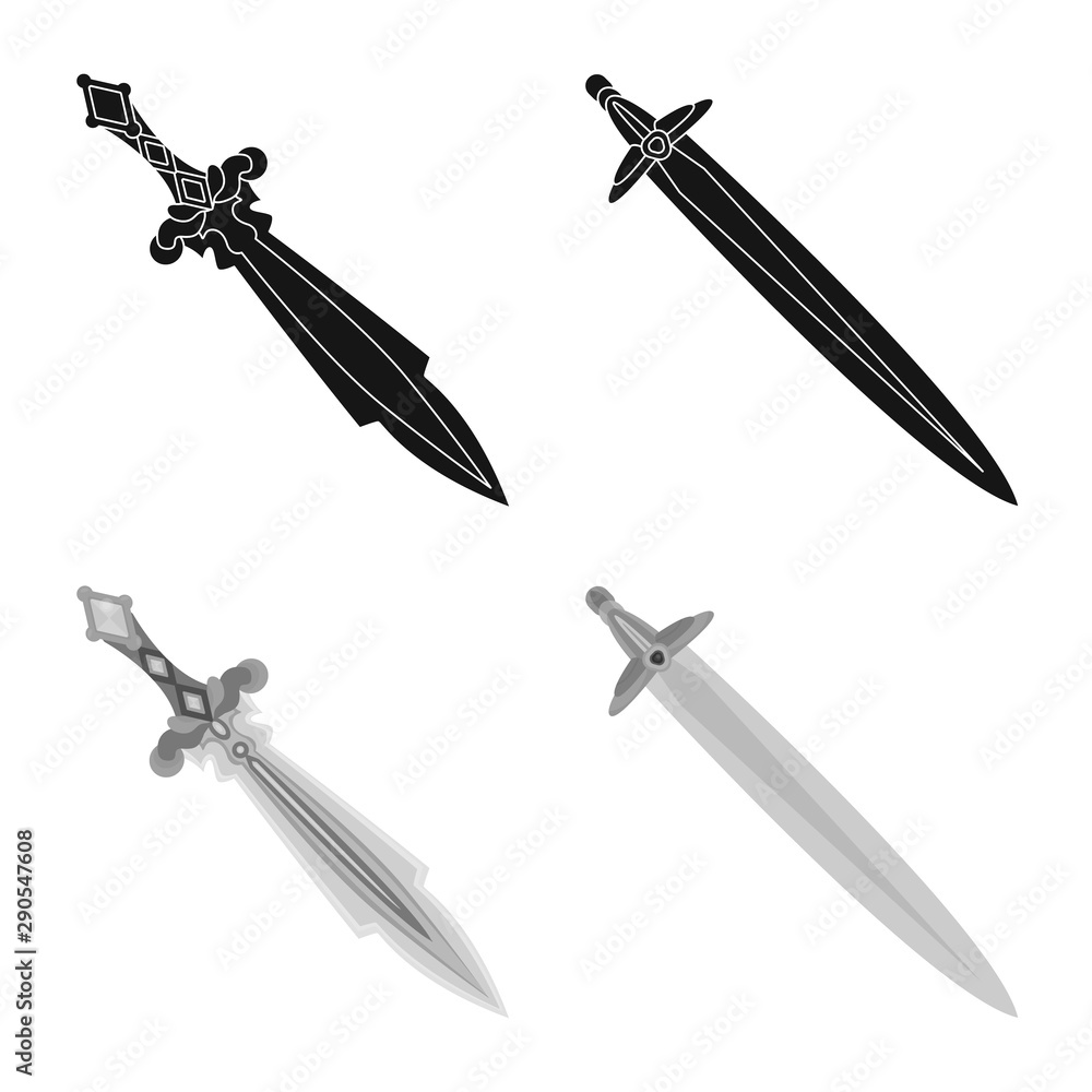Vector illustration of game and armor sign. Set of game and blade stock vector illustration. Vector illustration of game and armor sign. Set of game and blade stock vector illustration.
