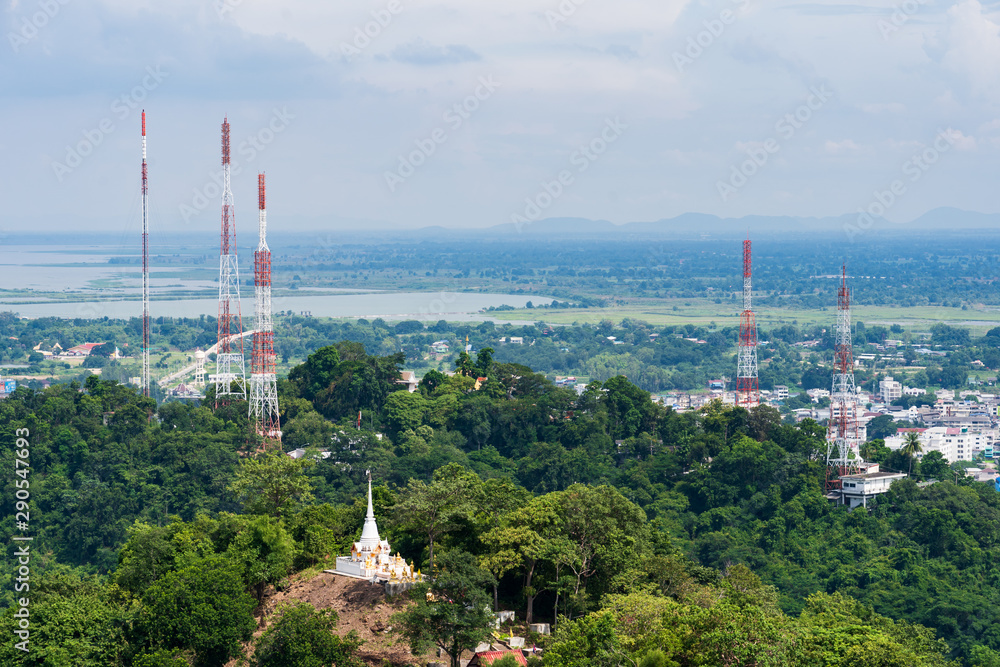 Obraz premium white pagoda on the top of the hill