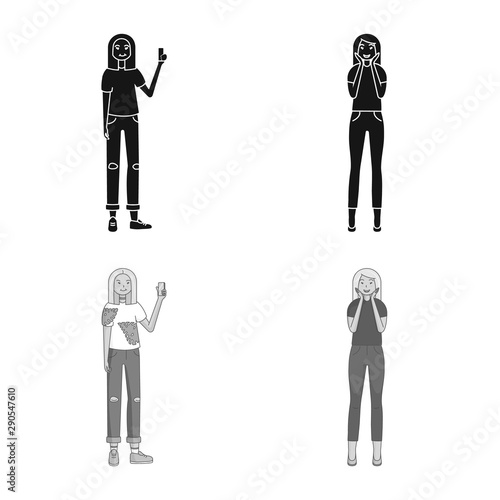 Vector design of posture and mood symbol. Set of posture and female stock symbol for web.