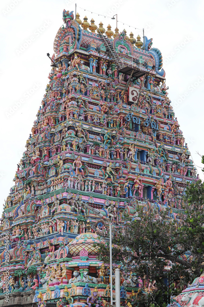 Artwork on the top of Kapaleeswarar Temple in Chennai Tamil Nadu
