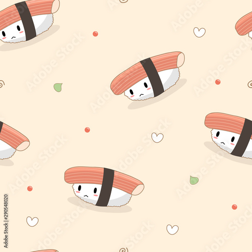 Seamless crab stick sushi pattern