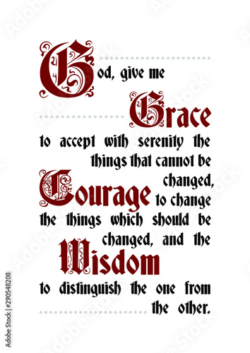 The Serenity prayer poster lettering text