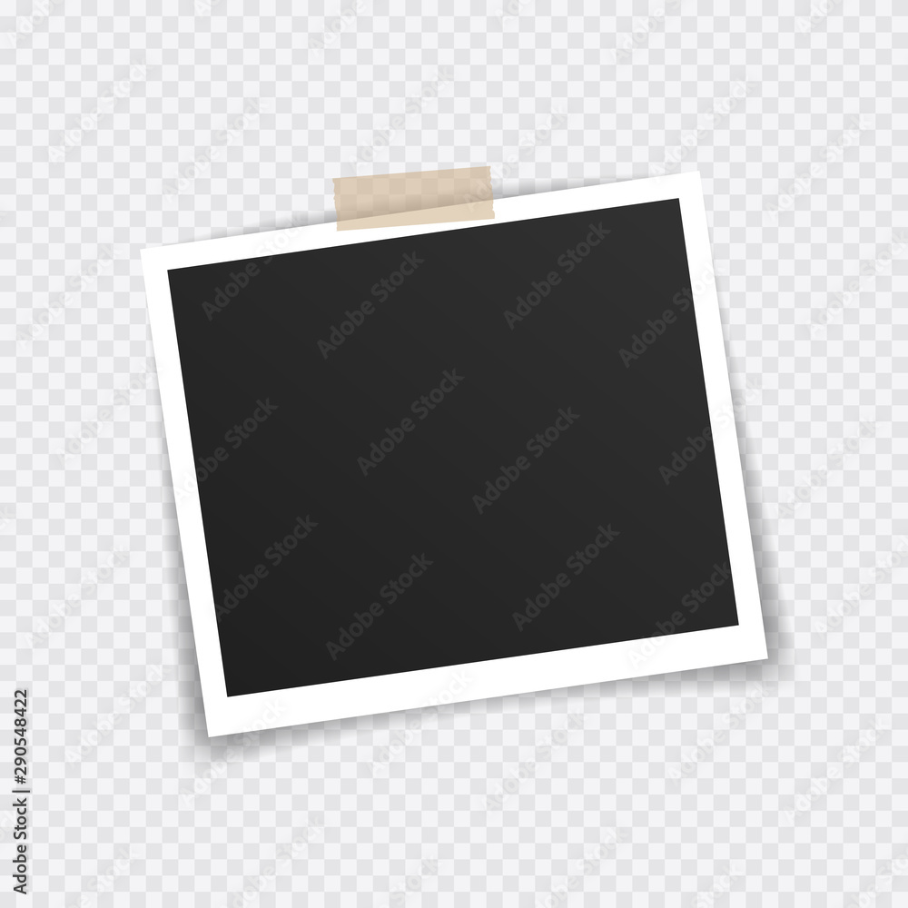 Vector Photo frame mockup design. Super set photo frame on sticky tape isolated on transparent background. Vector illustration Vector Photo frame mockup design. Super set photo frame on sticky tape isolated on transparent background. Vector illustration