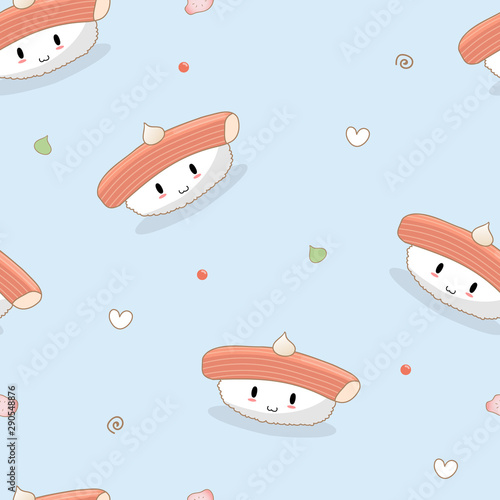 Seamless crab stick sushi pattern
