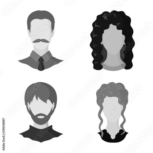 Vector illustration of character and profile icon. Set of character and dummy vector icon for stock.