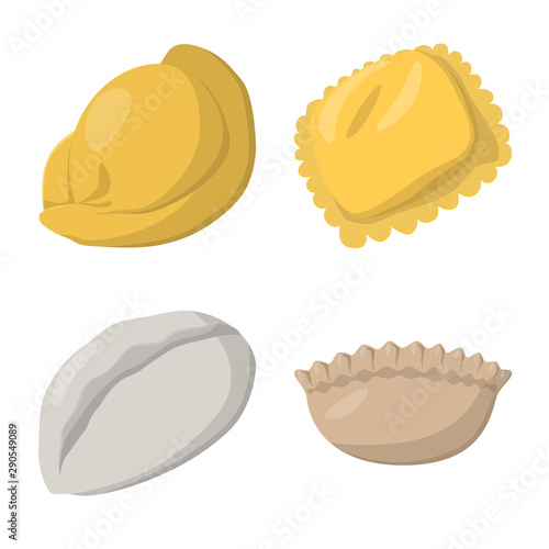 Isolated object of dumplings and food symbol. Set of dumplings and stuffed stock symbol for web.