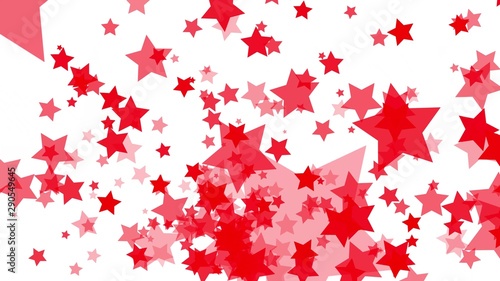explosion of red stars on a white background, fly apart