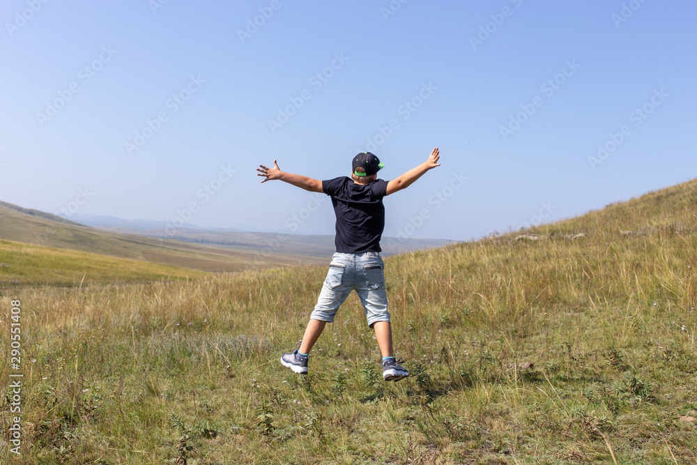 happy boy in the field