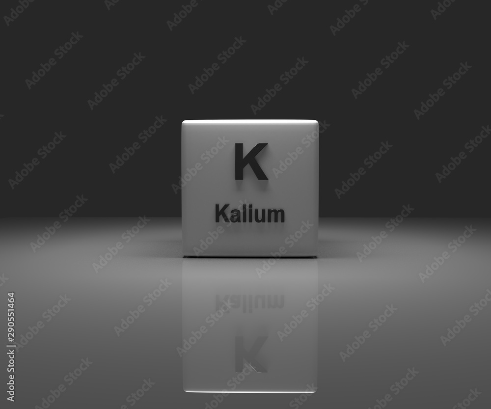 Cube with Kalium periodic system Cube with Kalium periodic system