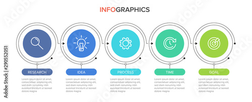 Infographic design with icons and 5 options or steps. Thin line vector. Infographics business concept. Can be used for info graphics, flow charts, presentations, web sites, banners, printed materials.