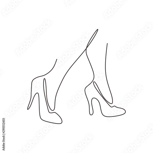 Continuous line drawing of highheels shoe for woman fashion isolated on white background vector illustration