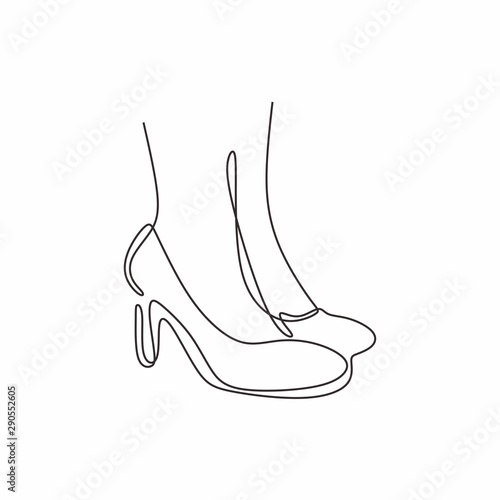 Continuous line drawing of highheels shoes for woman fashion isolated on white background vector illustration