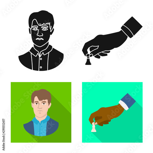 Vector illustration of checkmate and thin icon. Collection of checkmate and target vector icon for stock.
