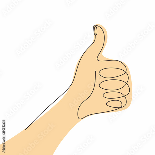 One line drawing of thumbs ...