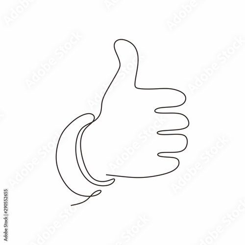 One line drawing thumbs up ...