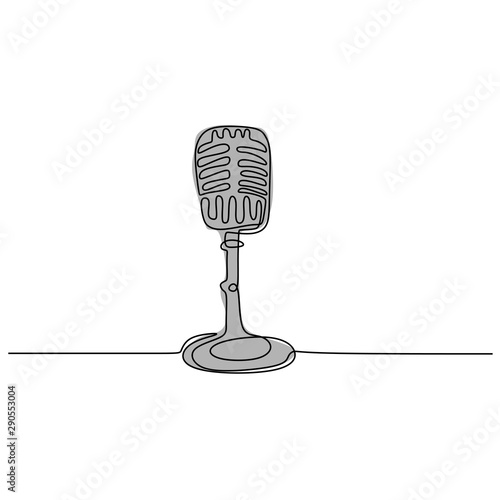 one continuous line drawing wired microphone vector illustration minimalist design single line art
