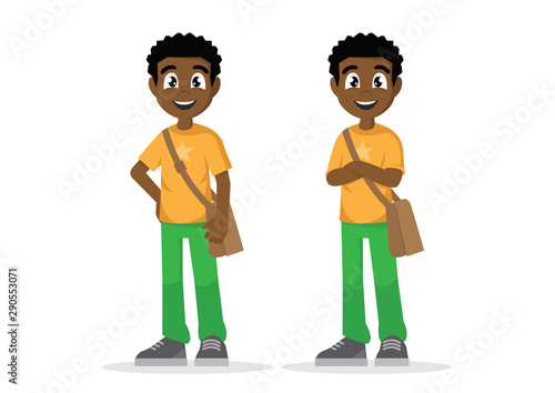 African Young man student in casual clothes.