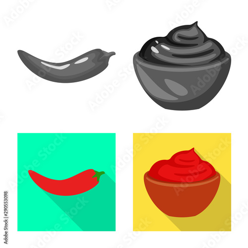 Vector illustration of taste and product symbol. Set of taste and cooking stock vector illustration.