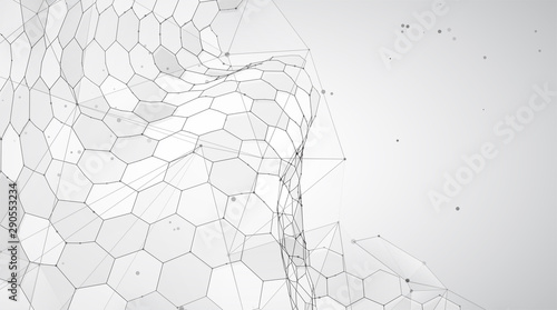 abstract vector background with hexagons. landscape of the virtual world. 3d design