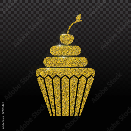 Cupcake glitter icon isolated on background.