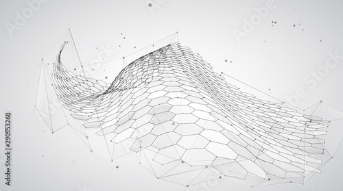 abstract vector background with hexagons. landscape of the virtual world. 3d design