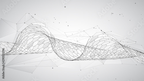 abstract vector background with hexagons. landscape of the virtual world. 3d design