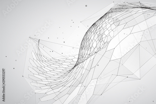 abstract vector background with hexagons. landscape of the virtual world. 3d design