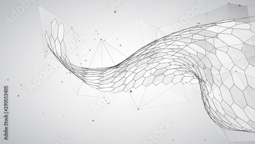 abstract vector background with hexagons. landscape of the virtual world. 3d design
