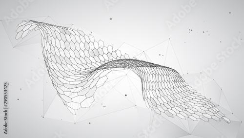 abstract vector background with hexagons. landscape of the virtual world. 3d design
