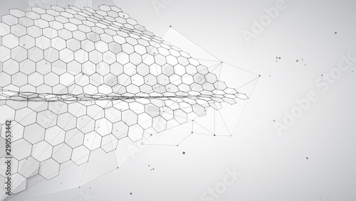 abstract vector background with hexagons. landscape of the virtual world. 3d design