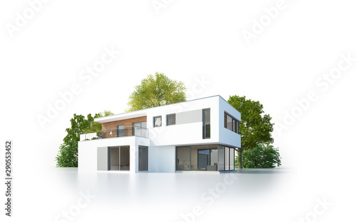 Moderne Villa 3 isoliert weiß photo