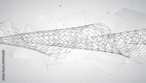 abstract vector background with hexagons. landscape of the virtual world. 3d design