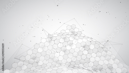 abstract vector background with hexagons. landscape of the virtual world. 3d design