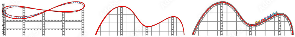 Roller coaster track on white background