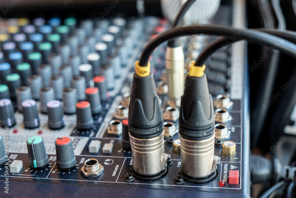 Electronic sound music control panel with jack line Electronic sound music control panel with jack line