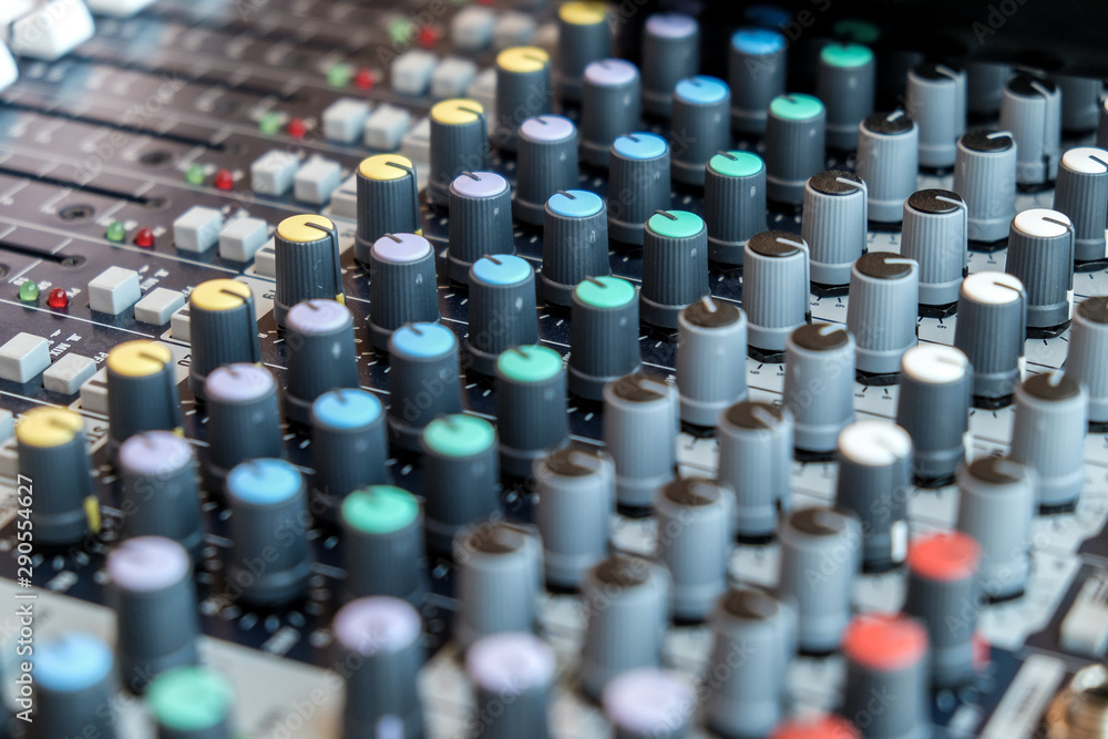 Obraz premium Electronic sound music control panel with jack line