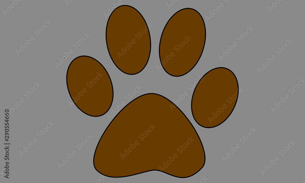 Brown animal footprints on a gray background Brown animal footprints on a gray background